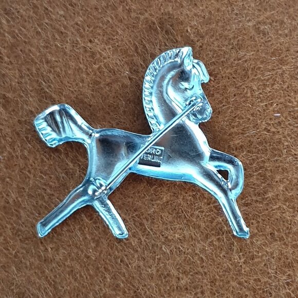 Coro Vintage 1940s Sterling Silver Running Horse Brooch - Picture 3 of 11